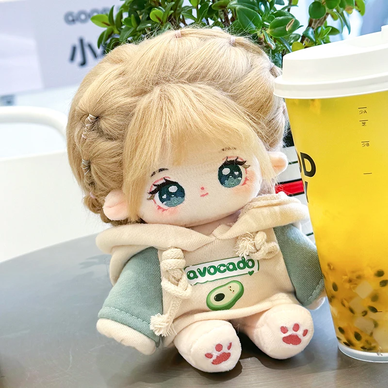 20cm Cute Idol Doll Plush Cotton Star Dolls Kawaii Stuffed Baby Toy Plushie Bell Orchid With Avocado Clothes Kid Collection Gift-animated-img