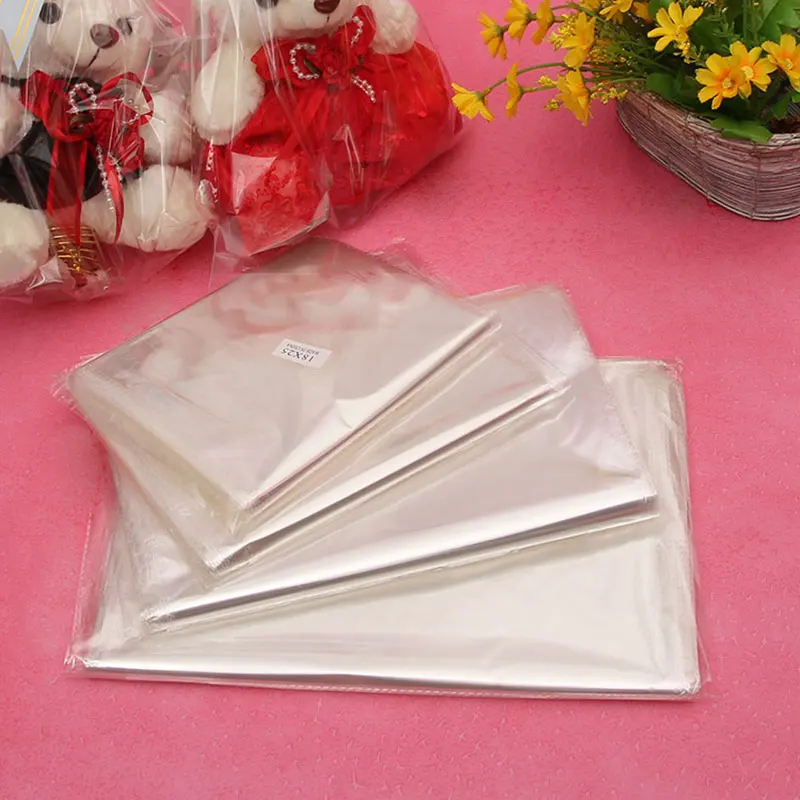 20/50pcs large clear cellophane bag with bow for basket and gift wrap christmas decoration-animated-img