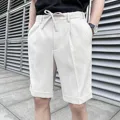 2022 Brand Clothing Men's Summer Leisure Shorts/Male Slim Fit Business Suit Shorts Black White Grey Khaki preview-4