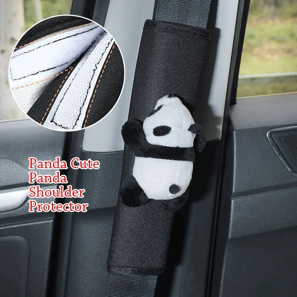 Universal Car Seat Belt Cover Cute Panda Adjustable Car Safety Belt Cover Shoulder Pad for Kids Adults Car Interior Accessories-animated-img