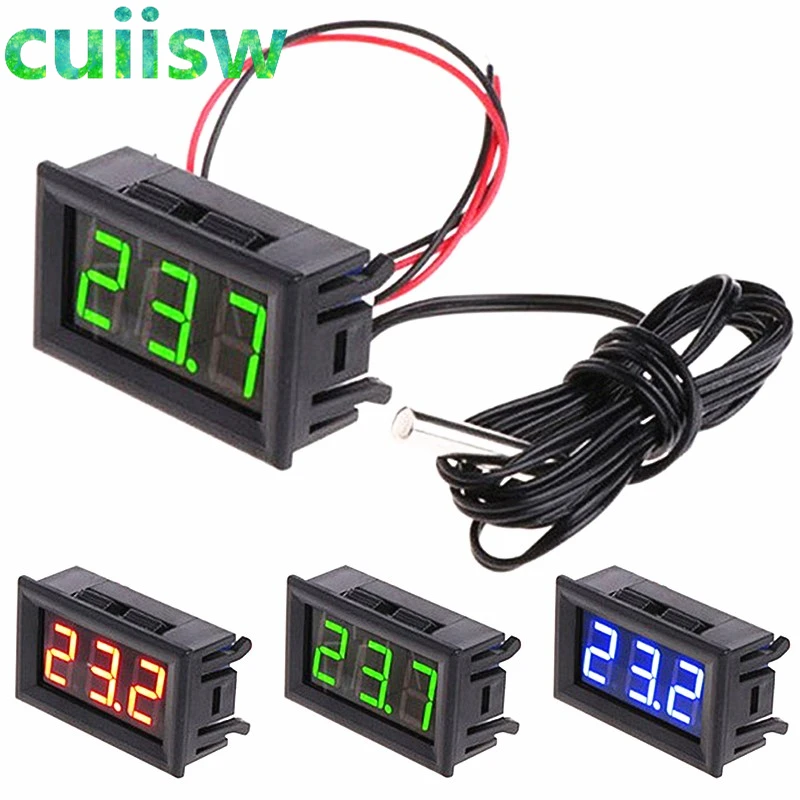 DC 12V Mini Digital LED Thermometer for Car Temperature Monitor Panel Meter Measuring Range -50-110C with Temperature Probe-animated-img