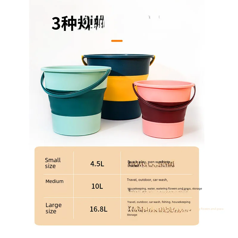 Portable Folding Washing Bucket Home Car Use Plastic Outdoor Fishing Thickened Folding Bucket preview-3