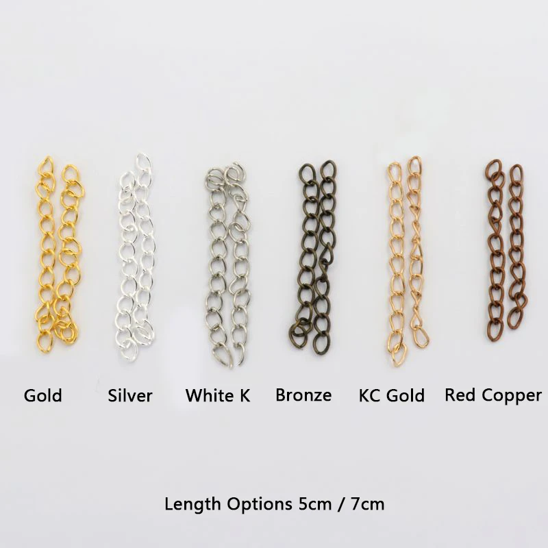100pcs/lot 50mm 70mm Necklace Extension Chain Bulk Bracelet Extended Chains  Tail Extender For DIY Jewelry Making Findings