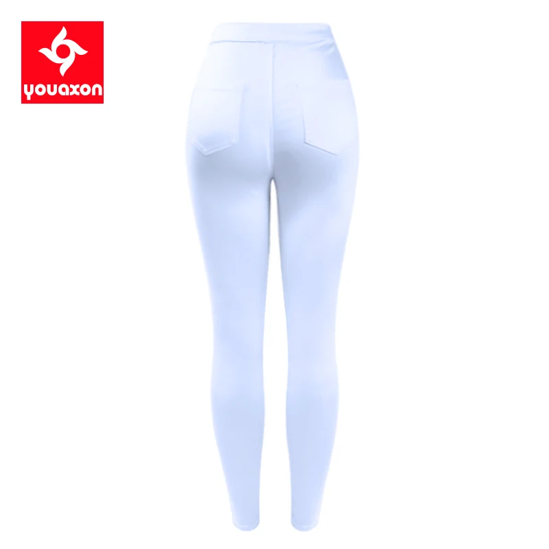 stretch pants white