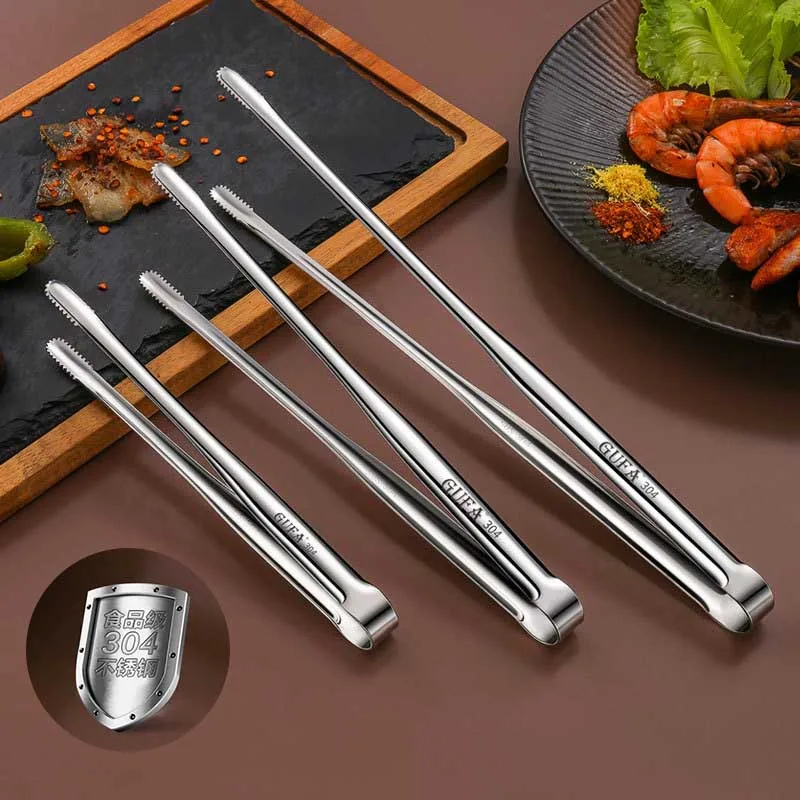 Grill Tongs Meat Cooking Utensils For BBQ Baking Silver Kitchen Accessories Camping Supplies Free Shipping Item Barbecue Clip