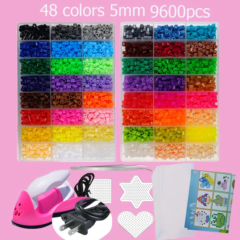 Hama Beads Box Embalagem Thermal mosaic Ferro Educação Beads, Ironing beads Fuse Beads Brinquedo DIY, 24 48 72 Cores 2.6MM 5MM-animated-img