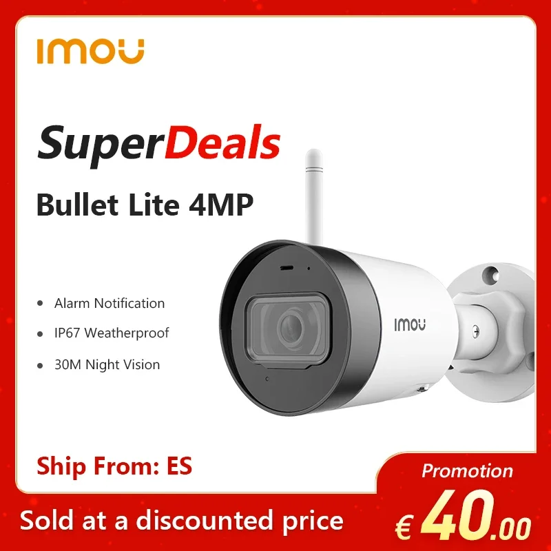 Купить Видеонаблюдение IMOU Waterproof Bullet Lite 4MP Builtin