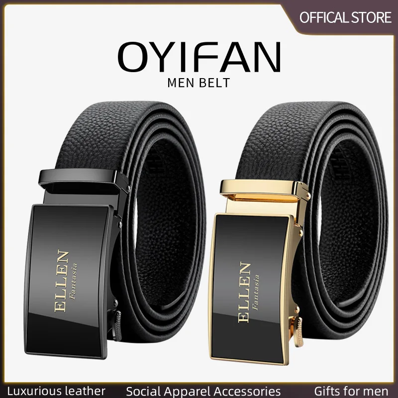 Mens Leather Belt for Man Waistband Men's Belts Male Genuine Waist Automatic belt-animated-img