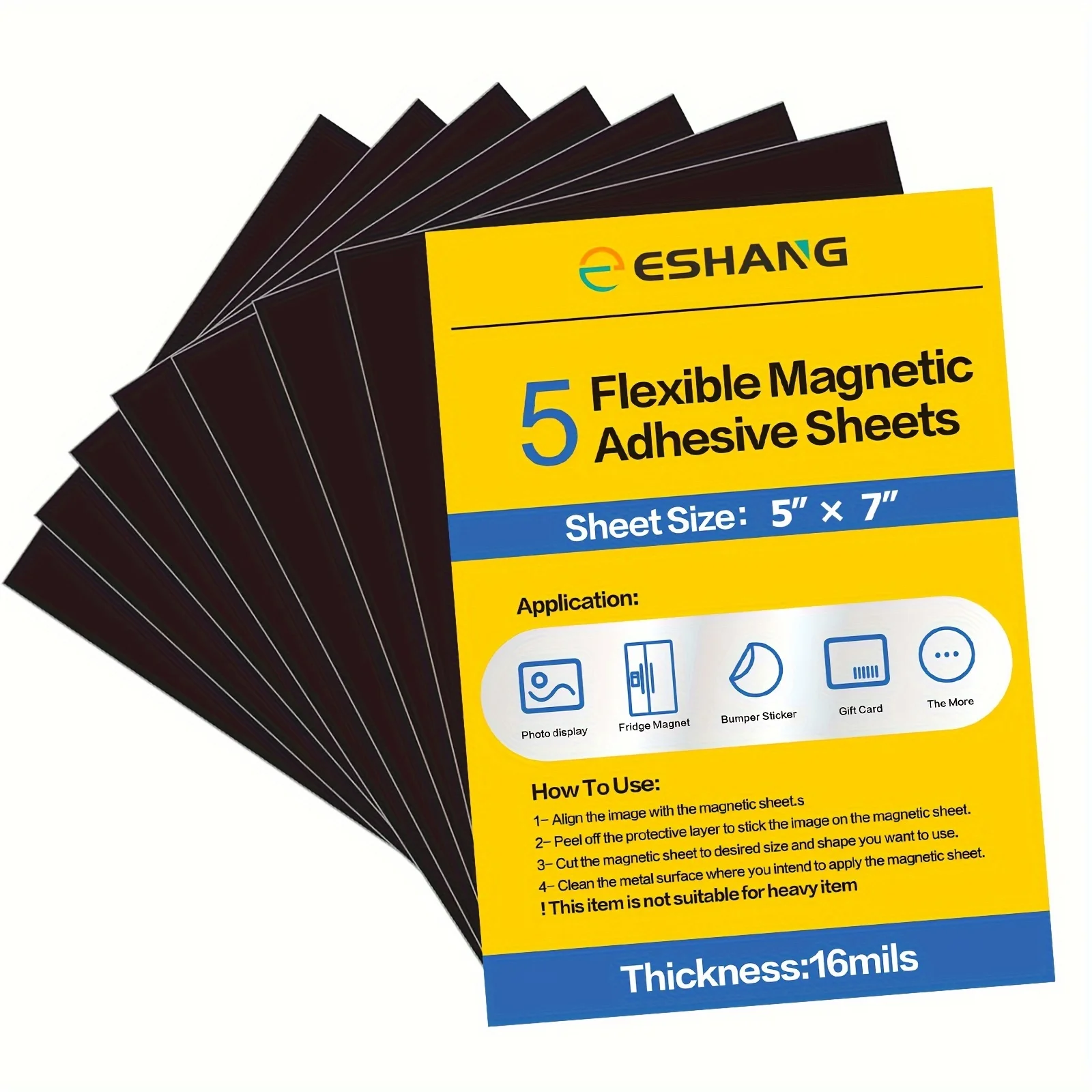 5pcs 5 x 7 Inches 16Mil Adhesive Magnetic Sheets Flexible Magnet Self Adhesive Sticky-animated-img