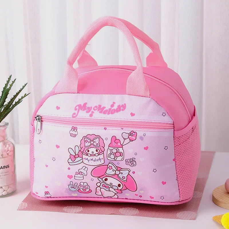 Hello Kitty & Kuromi Insulated Lunch Bag, Cinnamoroll Widened Aluminum Foil Material Bento Bag, Waterproof Oxford Fabric-animated-img