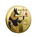 Ancient Egyptian Pharaohs Colorful Golden Plated Collectible Coin Dog Head Death Anubis Libra Commemorative Hound Coins preview-1