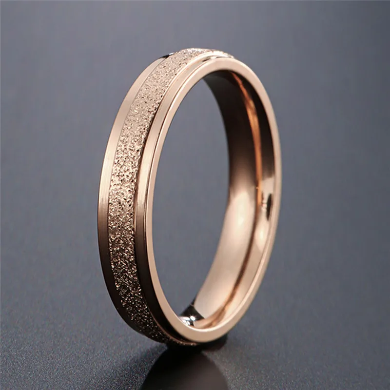 Modyle 4mm Frosted Gold Color Stainless Steel Ring for Women Simple Fashion Jewelry Gift Never Fade High Quality-animated-img