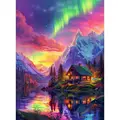 RUOPOTY DIY 5D Landscape Diamond Painting Snow Mountain Cabin Full Round/Square Aurora Embroidery Set Modern Wall Decoration