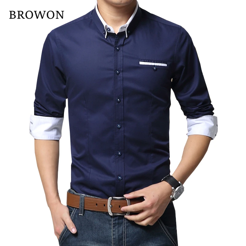 Color Cotton Mens Shirt Turn Down 