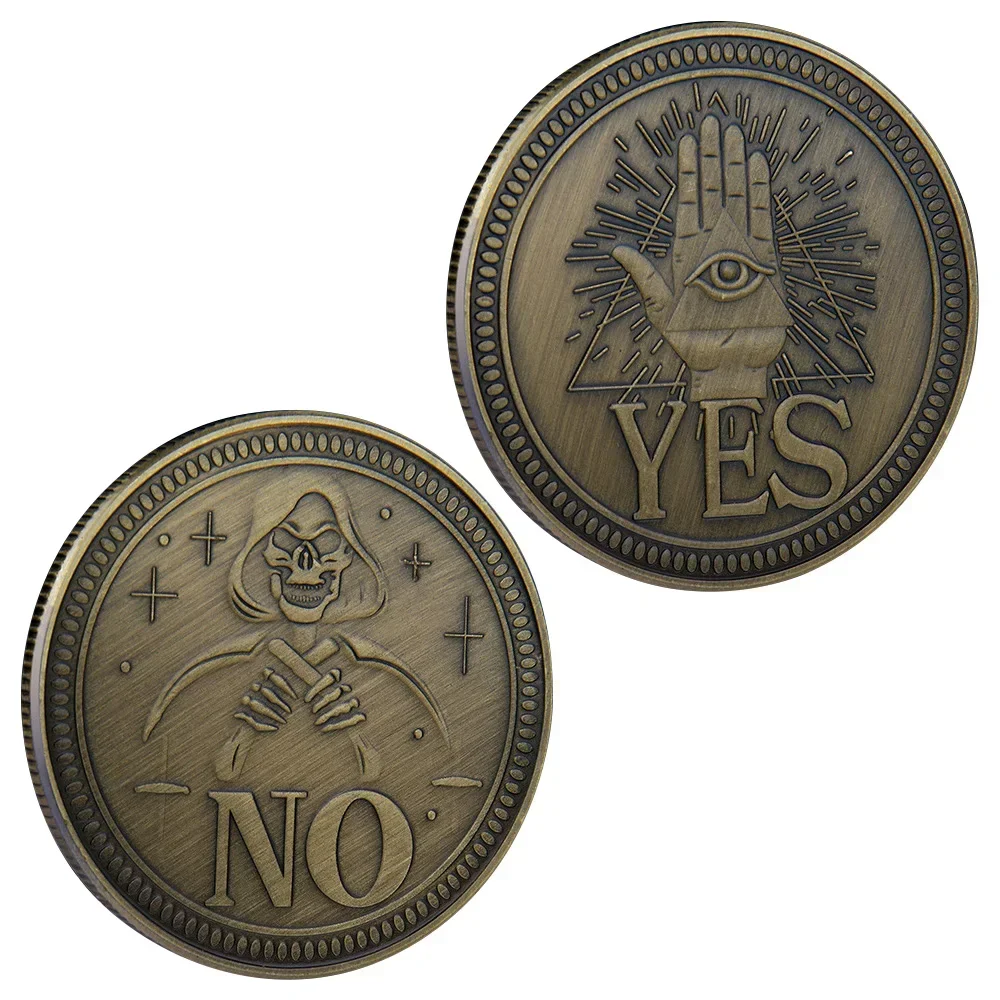 Yes or No Prediction Decision Souvenir Coin Ouija All-Seeing Eye or Death Gothic Copper Plated Commemorative Coins-animated-img