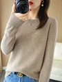 Autumn Winter Women Wool Sweater O-neck Long Sleeve Pullover Basic Casual Loose Style Famale Clothing Merino Wool Knitwear Tops