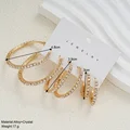 1-3 Pairs Set Sparkling Exaggerated Full Paved Rhinestones Round Circle Hoop Earrings for Women Simple Shiny Earring Jewelry preview-4