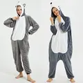 Adults Animal Onesie Kigurumi Tiger Lion Cat Costume Sleepwear Women Kids Winter Jumpsuit Panda Cartoon Flannel Couple Pajamas preview-2