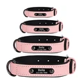 Personalized Dog Collars Engraved Nameplate ID Tag Customized Name Soft Leather Collar for Small Medium Large Dogs Accessories