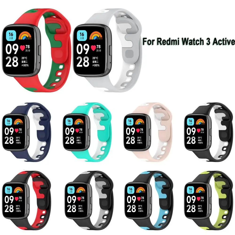 Two-Color Silicone Watch Strap New Colorful Replacement Bracelet Accessories Smart Watch Watchband Redmi Watch 3 Active-animated-img