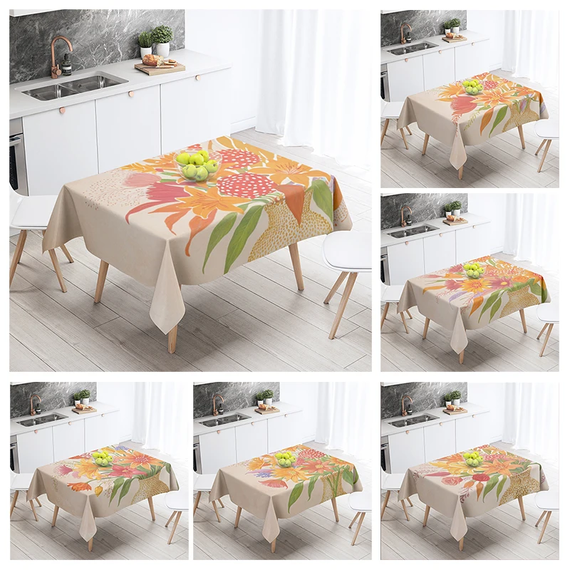 Home tablecloths dining decoration and rectangular table accessories waterproof cloth Anti-stain nordic boho morandi abstract-animated-img