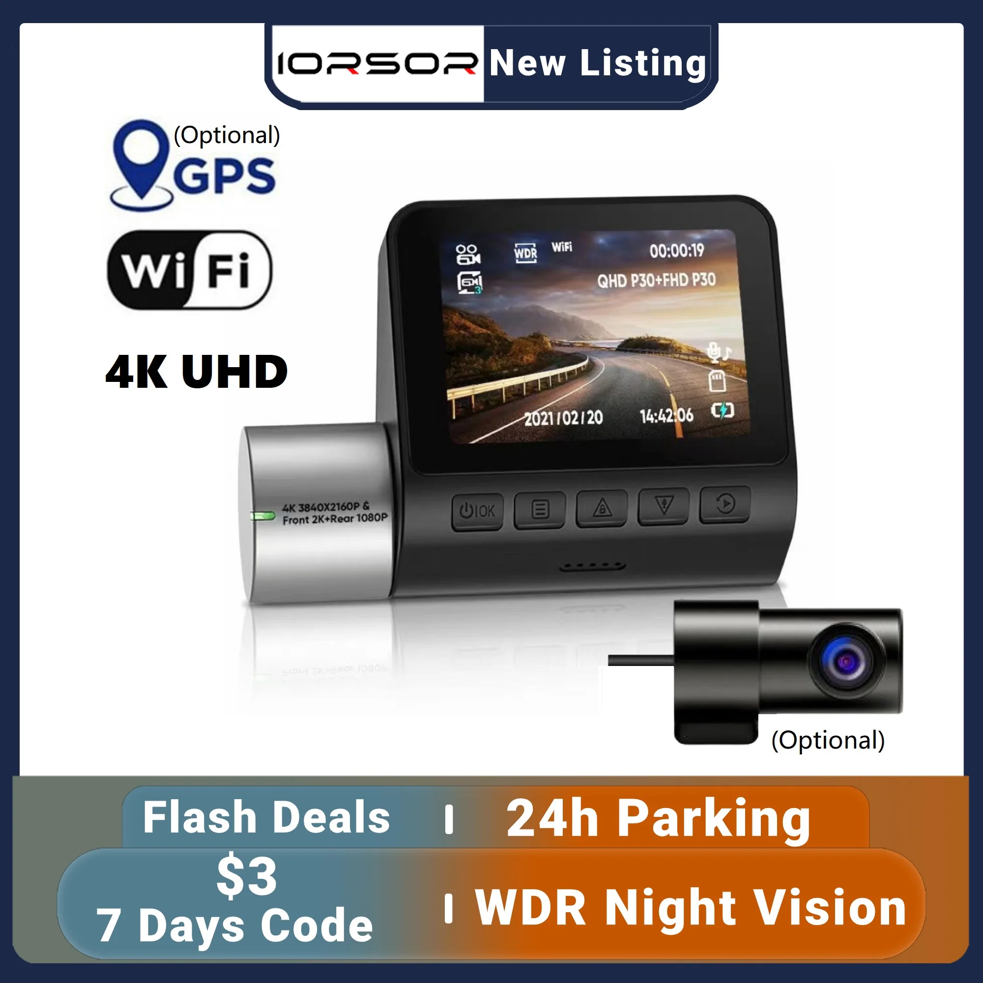 Upgrade AZDOME Car DVR M550 Pro Dash Cam 4K 5.8Ghz WiFi 2 or 3