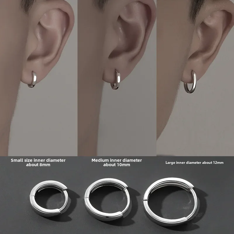 Trendy Hoop Earrings For Men Simple Circle Ear Studs Niche Ear Care For Men Fashionable Earbone Piercing preview-3