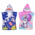 Kids Beach Towel for Boys Girls,Unicorn Hooded Bath Towel Wrap,0-5Years Baby Shark Bathrobe with Hood preview-1