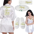 Customized Logo Wedding Date Name Bathrobe Faux Silk Bridal Robe Bride Bridesmaid Wedding Robes Woman Bachelorette Preparewear