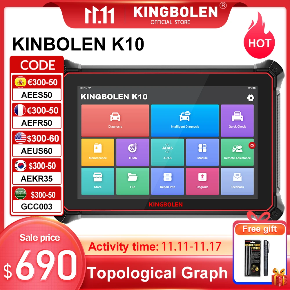 קנו אלי אקספרס  KINGBOLEN K10 Bi-Directional Scanner Full Systems