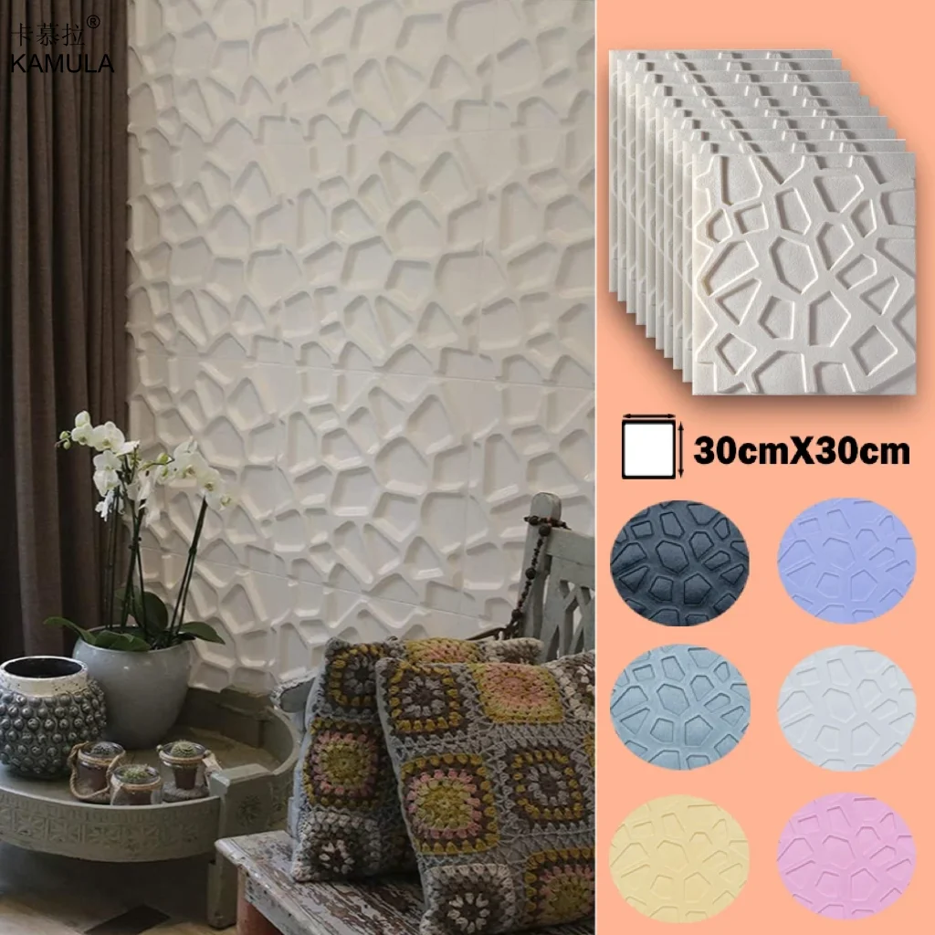 Foam 3D Wall Stickers Decorative Self-Adhesive Wall Panels Home Bedroom Decor Living Room Bathroom Creative Waterproof Wallpaper-animated-img