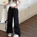 Spring Summer Kids Hip Hop Joggers Pants Girls Cargo Pants Teenage Straight Trousers Vintage Casual Streetwear Baggy Pants 5-14T