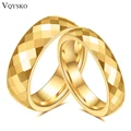 VQYSKO Vintage Patterned Band Ring Geometric Faceted Stackable Rings For Women Love Valentine's Day Wedding Gift Ldeas