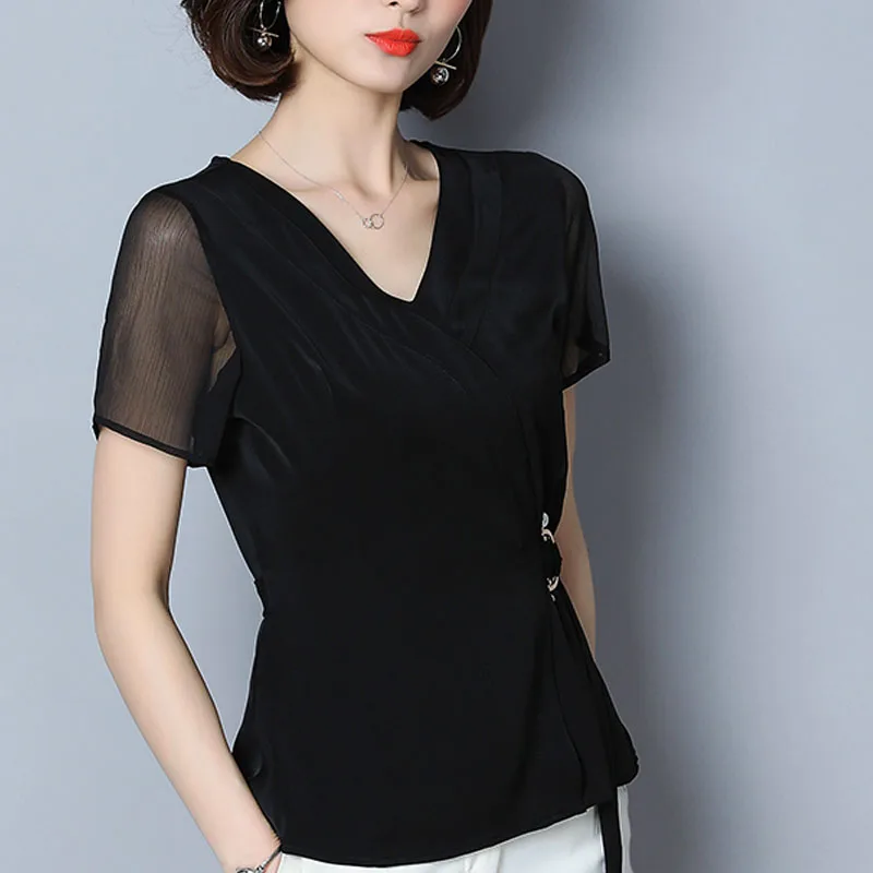 Black shirt blouse ladies Clearance