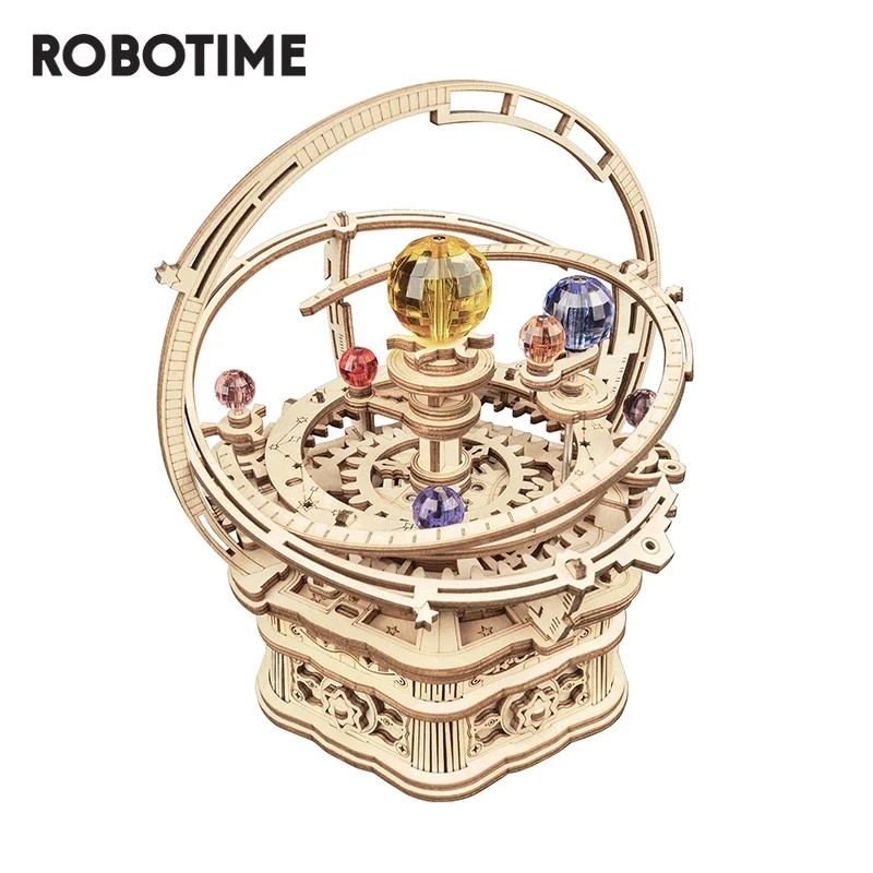 Robotime Rokr 84pcs Rotatable DIY 3D Starry Night Wooden Model Building Kit Block Assembly Music Box Toy Gift for Children Adult-animated-img