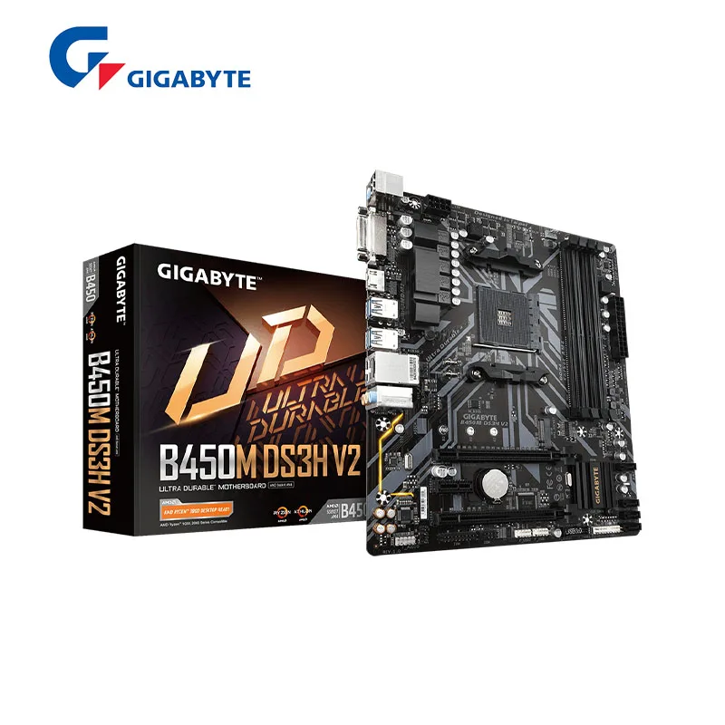 GIGABYTE New GA B450M DS3H V2 (rev. 1.x) Micro-ATX AMD B450 DDR4 2933MHz M.2 USB 3.1 128G  Double Channel Socket AM4 Motherboard-animated-img
