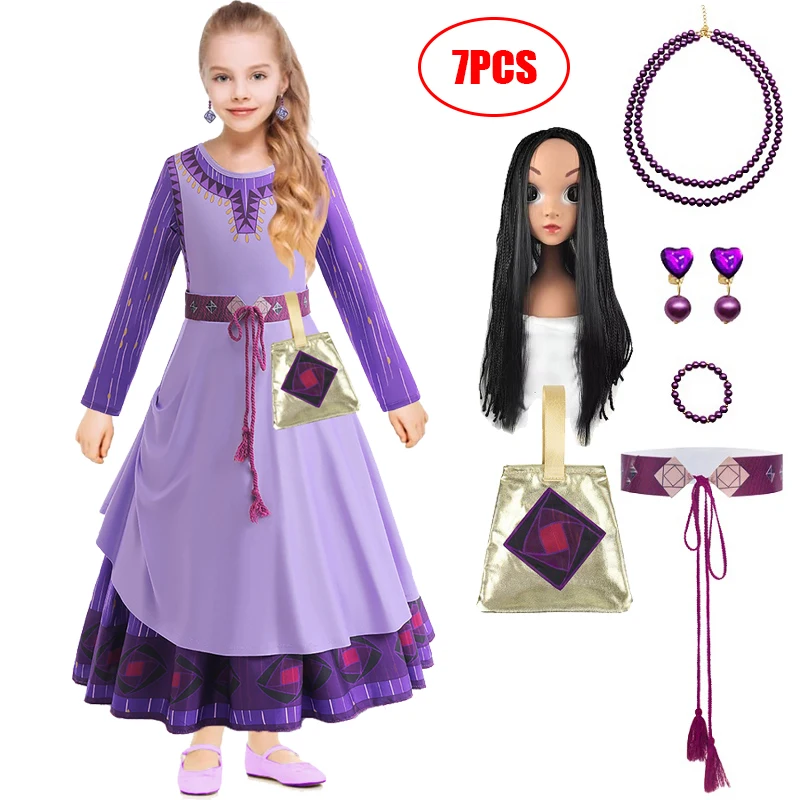 Cosplay Wish Movie Princess Asha Kids Girls Dress Masquerade Party
