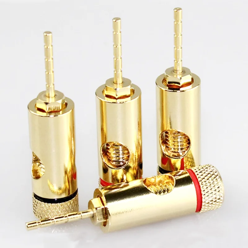 Copper Gold-Plated 2mm Pin Banana Plug Adapter Straight Pin Banana Terminals Speaker Plugs Wiring Connector-animated-img