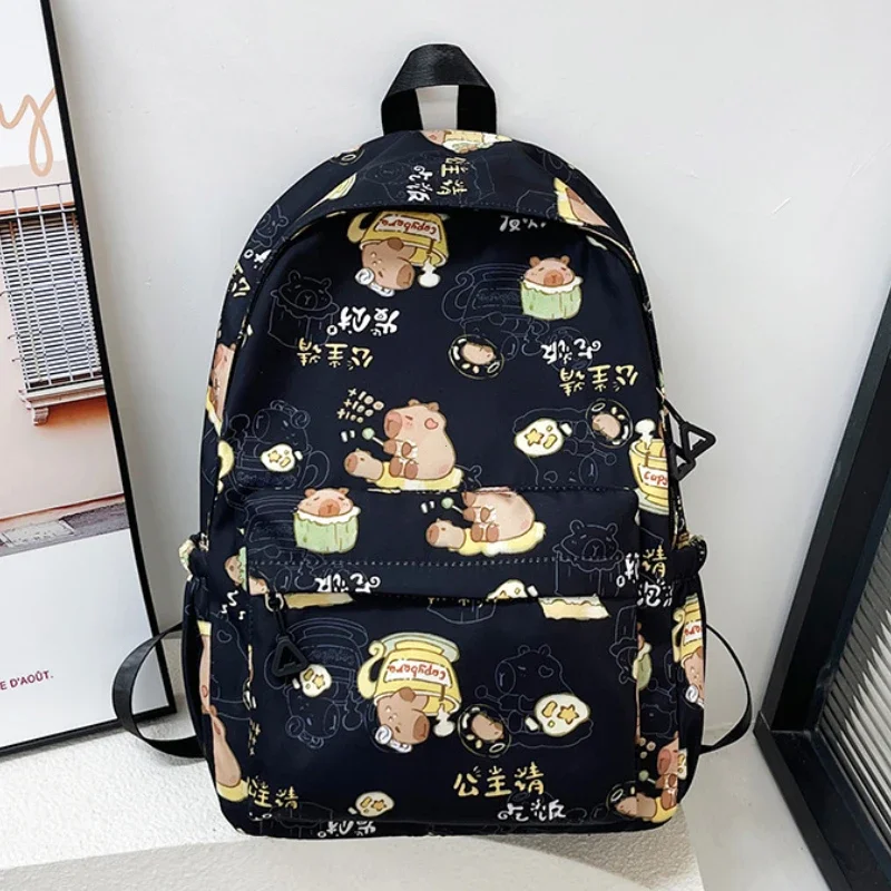 Kawaii Cartoon Capybara Backpack Funny Large Capacity Capybara School Bag Student Laptop Bag School Backpack for College Student-animated-img