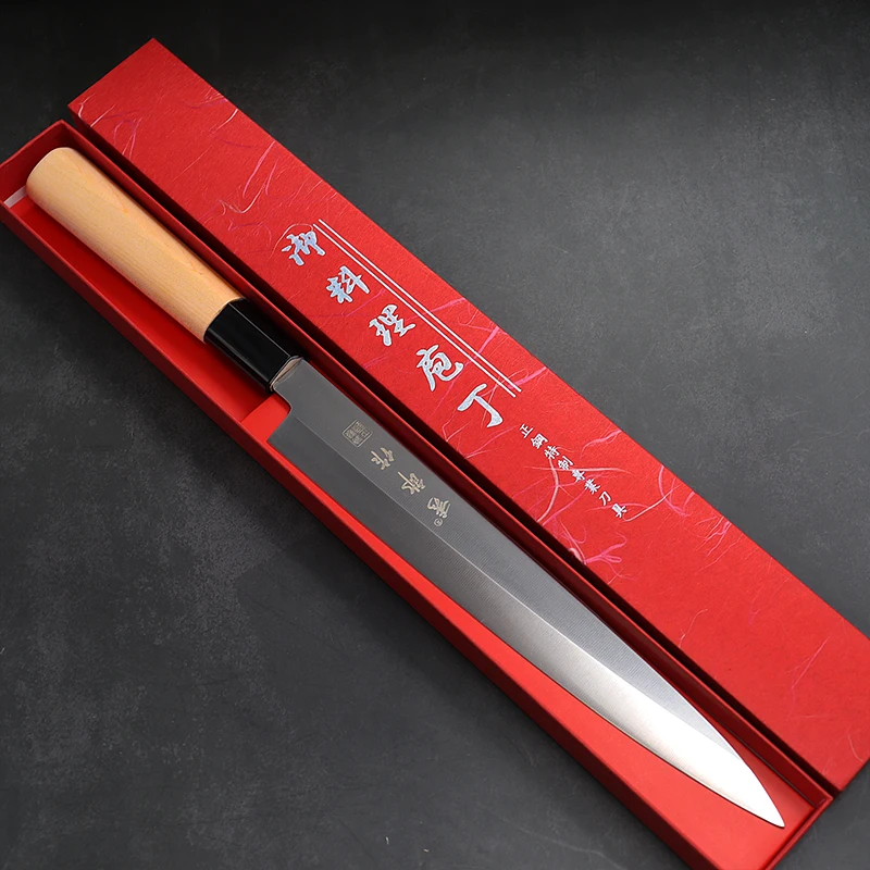 Japanese Kitchen Knife Sushi Sashimi Knife Chef High Carbon Stainless Steel Salmon Knife Slicing Knife Meat Cleaver Cooking Tool-animated-img
