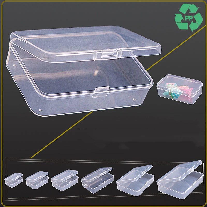 5Pcs/10Pcs PP Storage Box Mini Transparent Plastic Case Container Square Rectangle Packaging Box for Jewellry Beads Small Items-animated-img