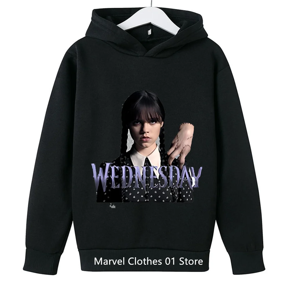 2024 Kids Wednesday Addams Family Clothes Children Hoodies Long Sleeve Autumn Toddler Boys Girls Cute Sweatshirts-animated-img