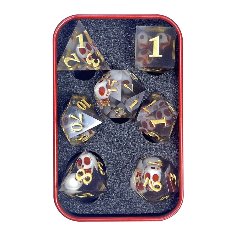 7Pcs DND Polyhedral Skull Dice Set for RPG COC Dungeons and Dragons Boardgame Tabletop Games As Gift Entertainment Accessories-animated-img