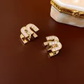 Zircon Drop Oil M Letter Ear Buckle Female Design High-grade Sense Stud Earrings for Women Fashion Light Luxury Jewelry Gifts preview-4