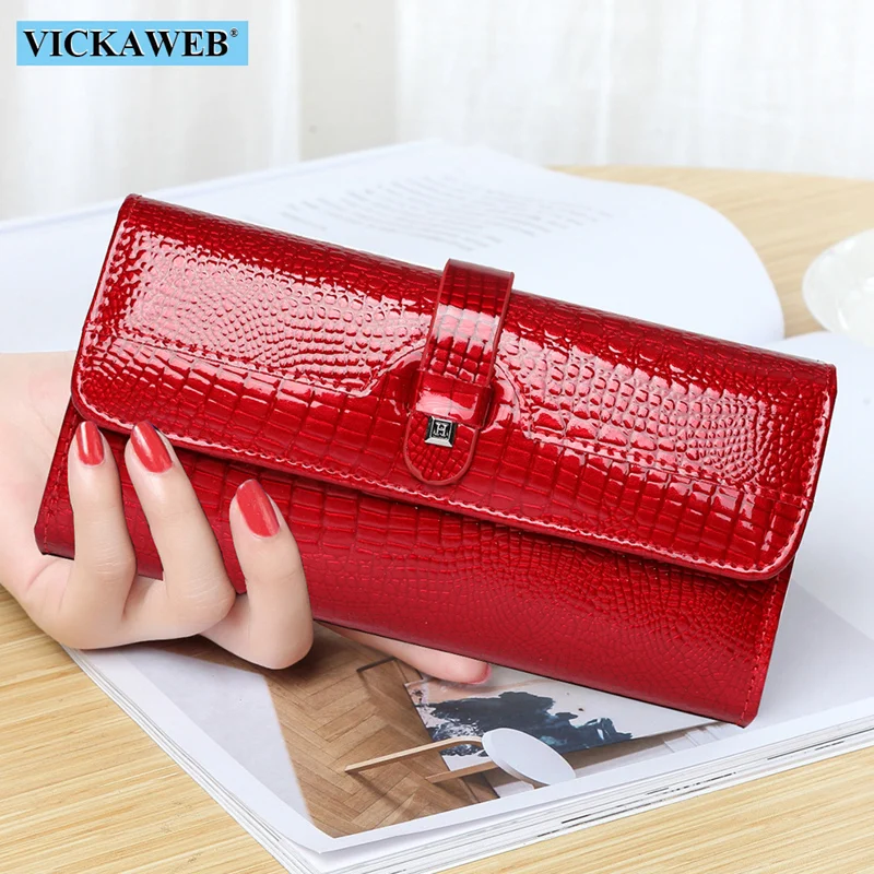 Free Gift Women Leather Wallet Long Ladies 3 Folders Clutch Money Bag Design Purse Fashion AE605-25-animated-img