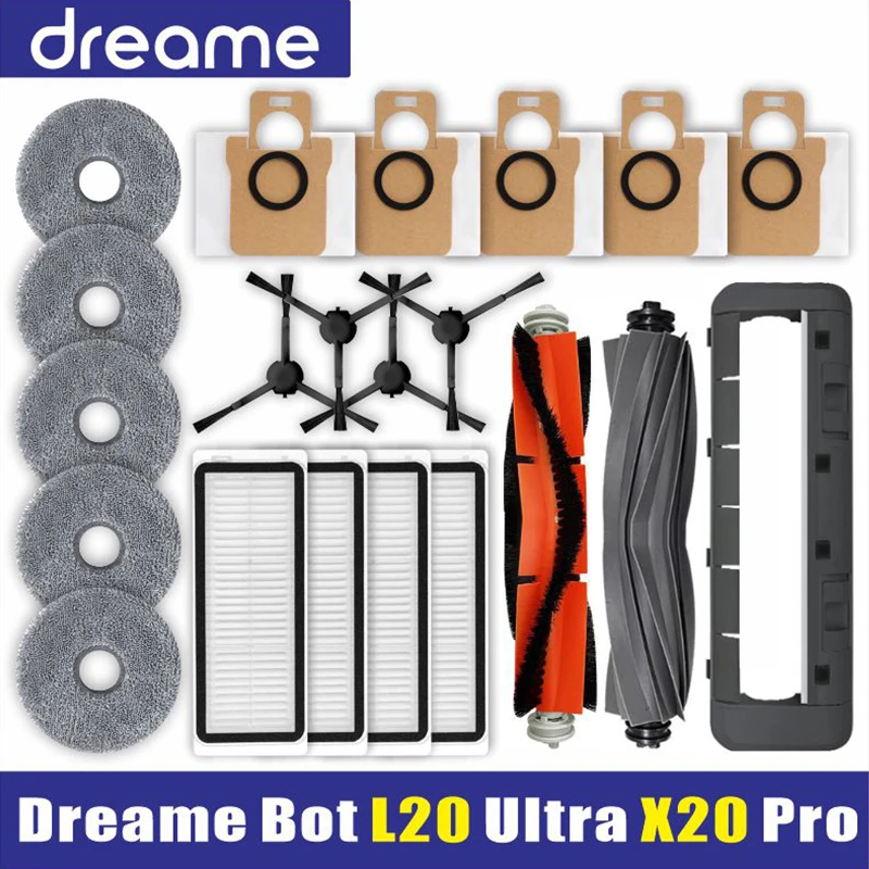 Dreame Bot L20 Ultra / X20 Pro Accessories Main Side Brush Hepa Filter Mop Dust Bag Robot Vacuum Cleaner Replacement Parts-animated-img