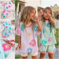 kids girls clothing set Summer Tshirt + Shorts 2Pcs Cute Children Suit Floral Fashion Casual Girls Outfit 3 4 5 6 7 Years Old