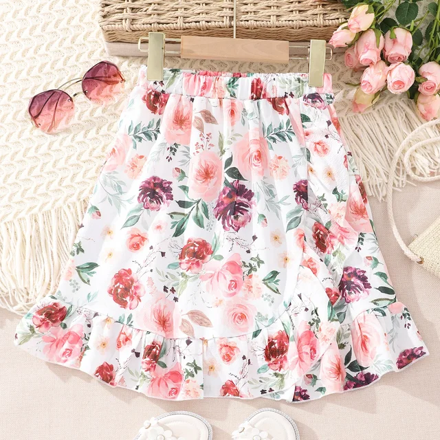 New Teen Girl Skirts Summer Cute Leisure Time Children Girls Floral Skirts Kids Girls Clothes Fashionable 5-10Y-animated-img