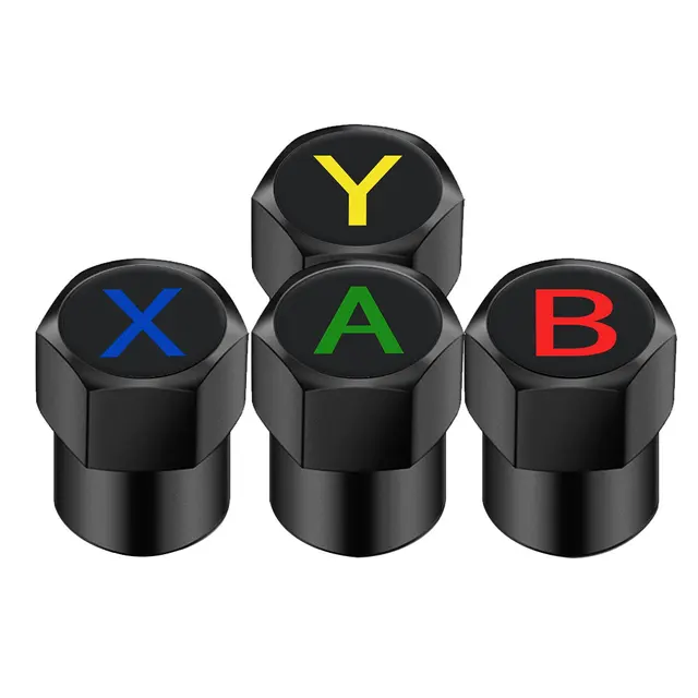 4PCS/LOT Universal ABXY Design Wheel Tire Air Valve Caps Stem Car Stickers For Cars Motor Auto Accessories Gift For Gamer-animated-img