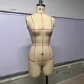 Home Sewing Tailor Mannequin Linen Body Show Cloth Mannequin Ladies' Clothing Upper Body Window Display Model with Wheels Base F